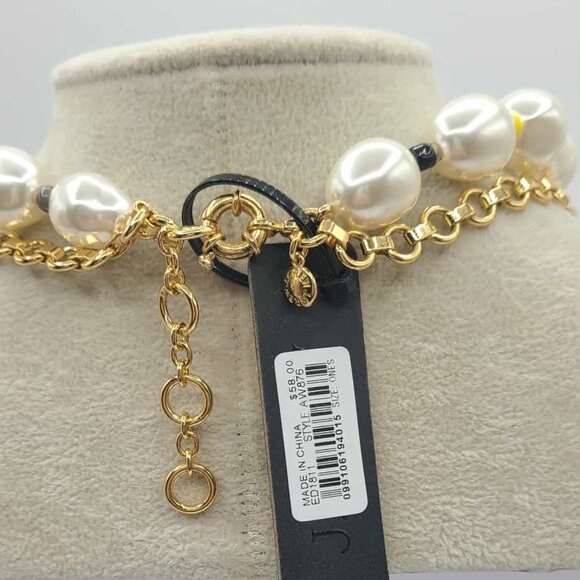 J Crew Set of Large Baroque Faux Pearl Double Strand Necklace Bracelet NWT@ - Picture 3 of 11